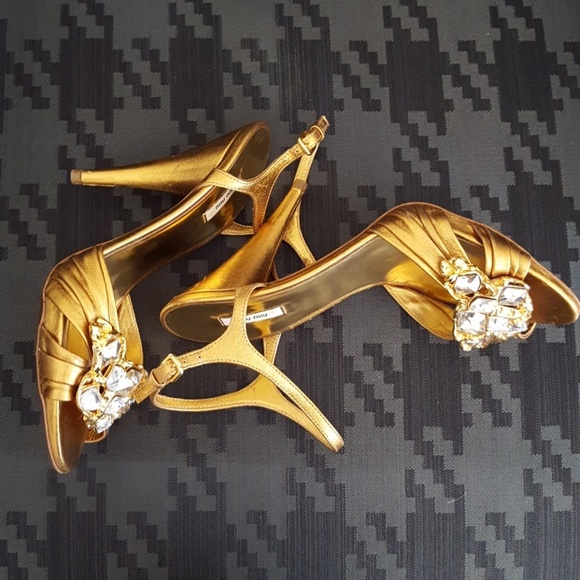 Miu Miu Gold Stilletos - Picture 3 of 8